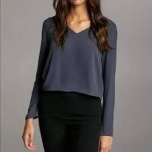 Babaton Charcoal V-Neck Blouse